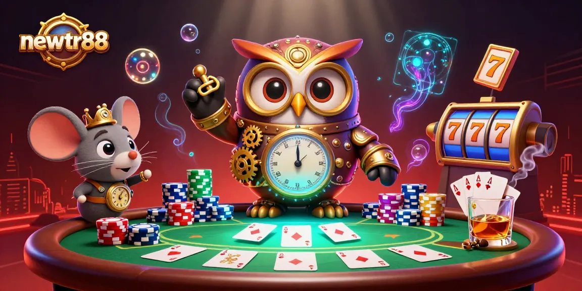 Experience the thrill of newtr88 poker with a time-traveling owl and dynamic casino elements.