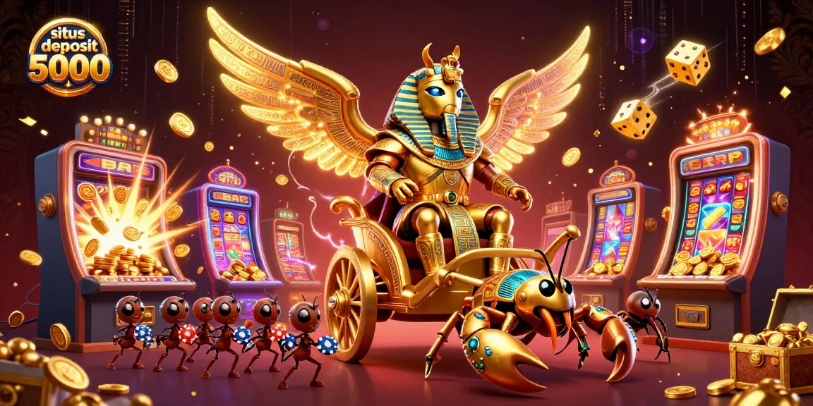 Experience thrilling slots with the situs deposit 5000 jackpot explosion and vibrant casino elements.