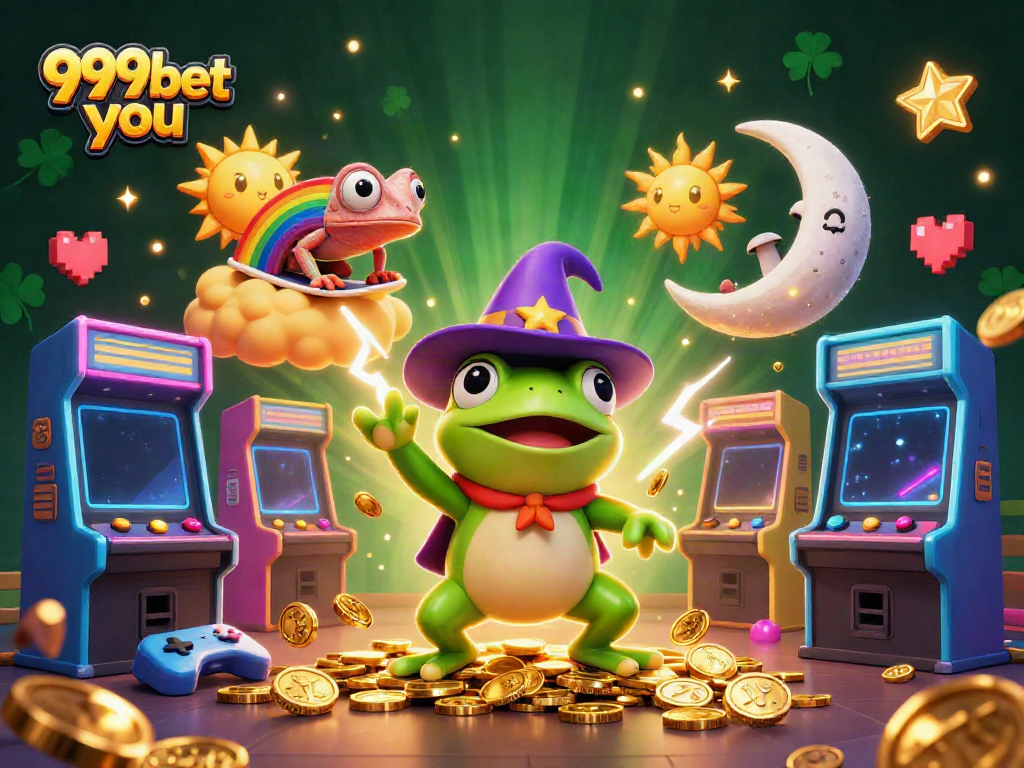 Experience the thrill of 999bet you with a vibrant scene featuring a storm of coins and gaming elements.