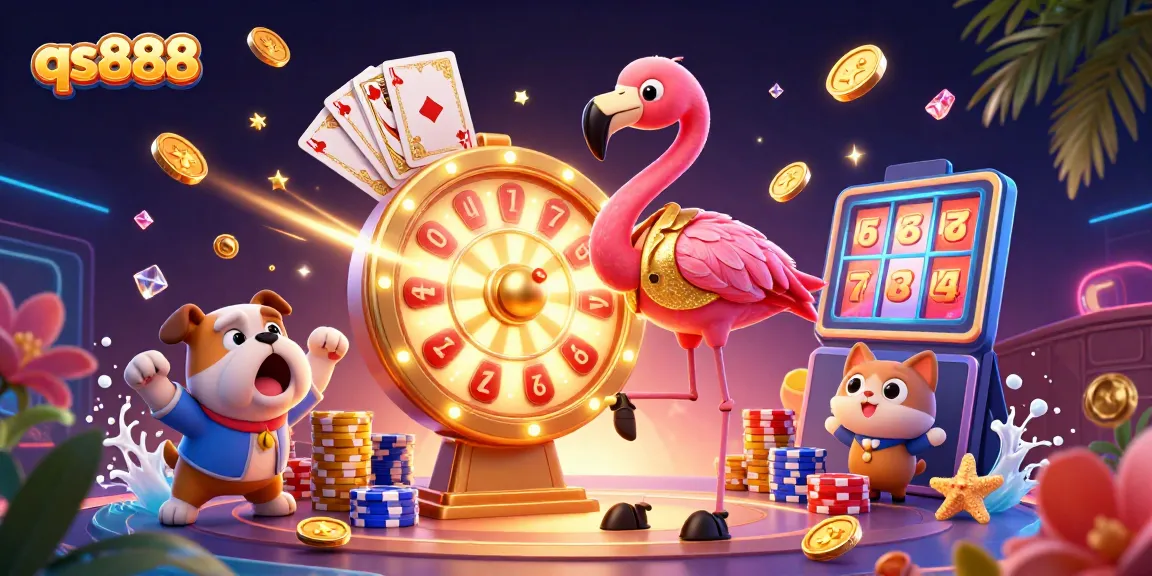 Experience exciting gameplay at qs888 with dynamic prizes, golden coins, and colorful casino elements.