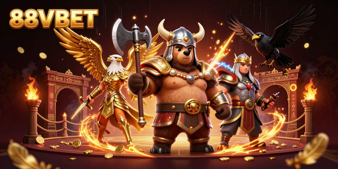 Engage with the dynamic Viking berserker and Valkyrie in action at 88VBET's casino.
