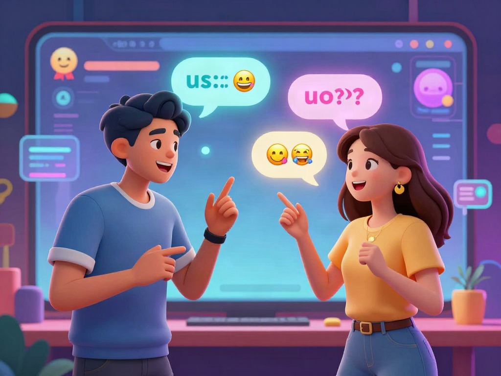 Engaging digital avatars in an AI porn chat room, showcasing playful interaction and futuristic design.