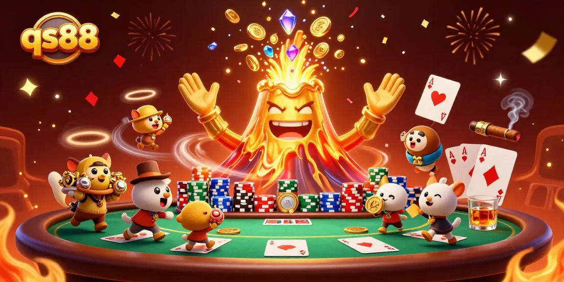 Experience thrilling moments at qs88 with a lively volcano erupting coins and treasures.