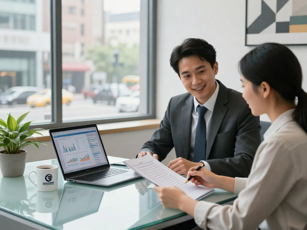 Debt relief Canada consultation in a modern office, advisor helping client navigate financial planning.