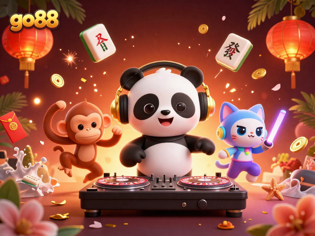 Experience the vibrant energy of go88 with dynamic characters in a lively casino scene.