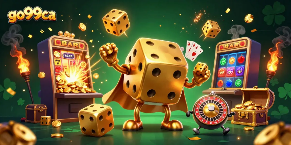 Experience thrilling rewards with go99ca's vibrant 3D casino gaming scene featuring golden dice and jackpots.