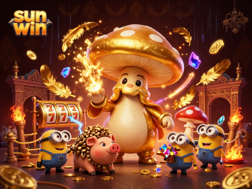 Win big with sun win as a golden wizard casts magic in a vibrant 3D casino.