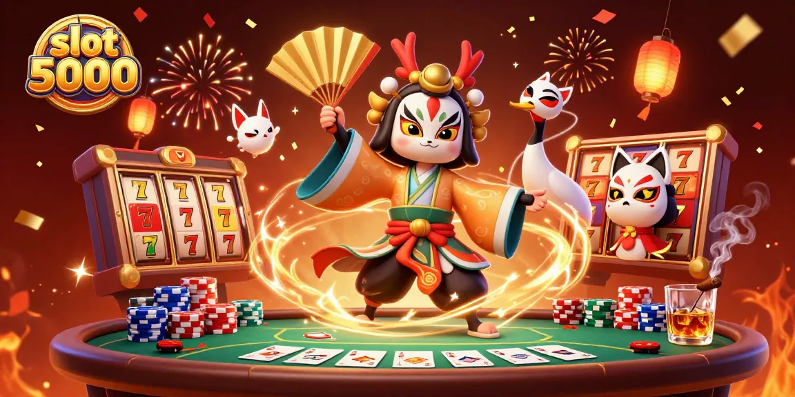 Experience excitement with slot depo 5000 featuring dynamic characters in a vibrant casino environment.