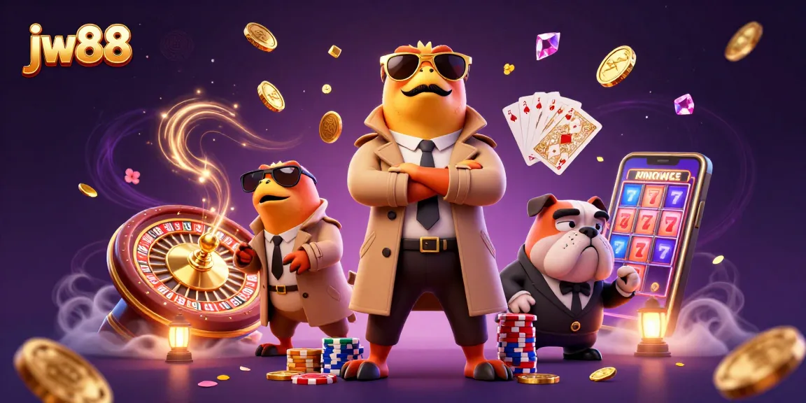 Experience the thrills of jw88 with raptors in disguise entering a casino, surrounded by vibrant gaming elements.