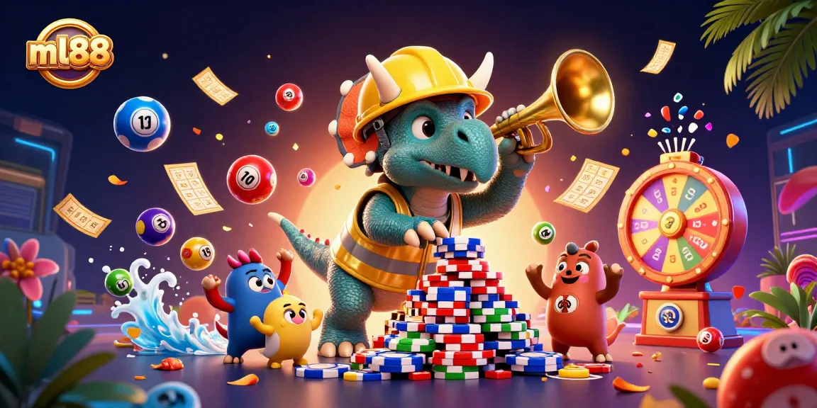 Engage in thrilling gaming adventures with ml88's vibrant 3D casino scene featuring exciting characters and elements.