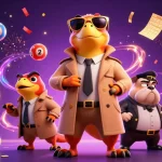 Enjoy a thrilling haywin casino experience with cartoon raptors and colorful lottery elements in action.