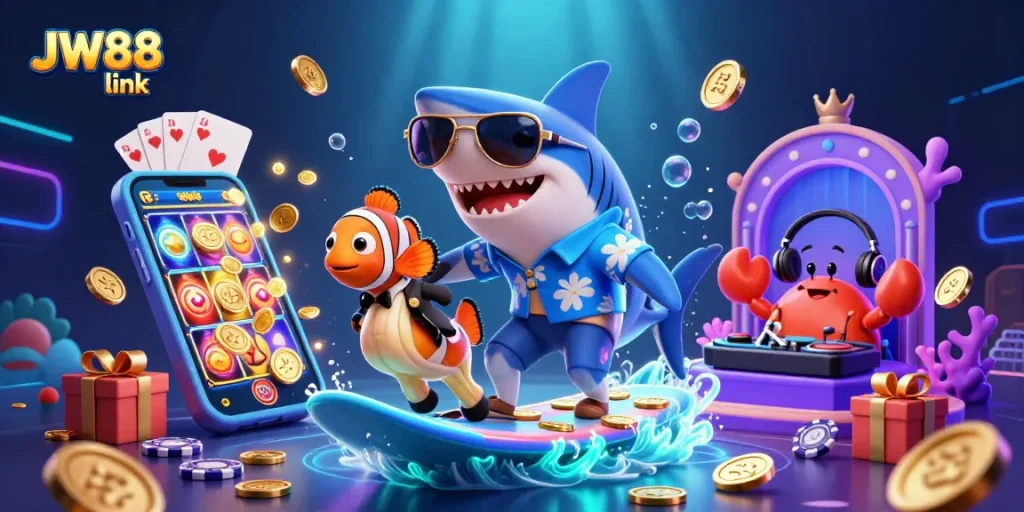Win big with the JW88 link showcasing an exciting underwater casino scene.