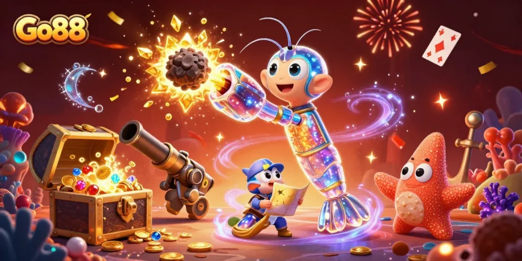 Experience high-stakes gaming at Go88 with immersive 3D scenes and thrilling casino elements.