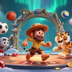 Engage in thrilling casino action with 789F at a vibrant prehistoric setting filled with sports elements.